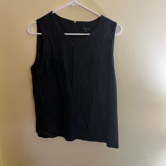 J Brand Womens Black Leather Sleeveless Top Size Large - Picture 1 of 4